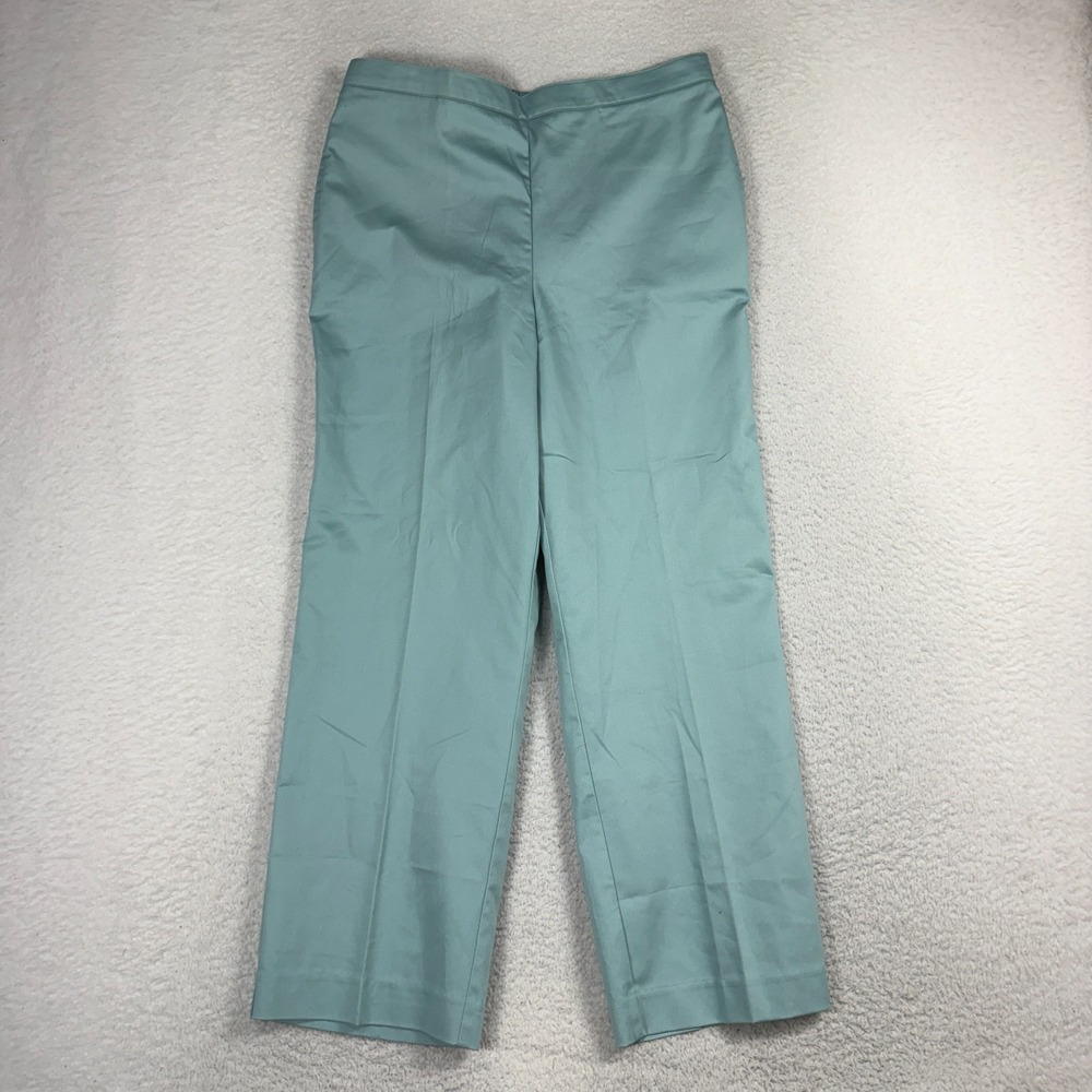 Alfred Dunner NWT 12 (31.5x28 Dressy Women's Pants Teal Elastic Waist Flat Front